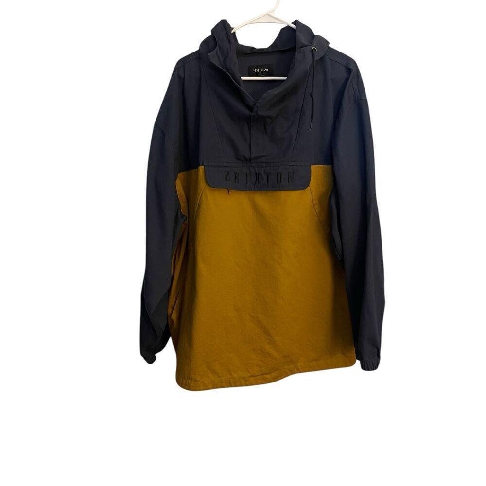 Brixton Mens Navy Blue Mustard Yellow Long Sleeve Breton Anorak Jacket 2XL